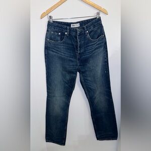 Zara Dark Blue Straight Leg High Waisted Woman’s Jeans